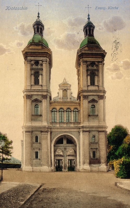 Kościół ewangelicki na pocztówce z około 1915 r.