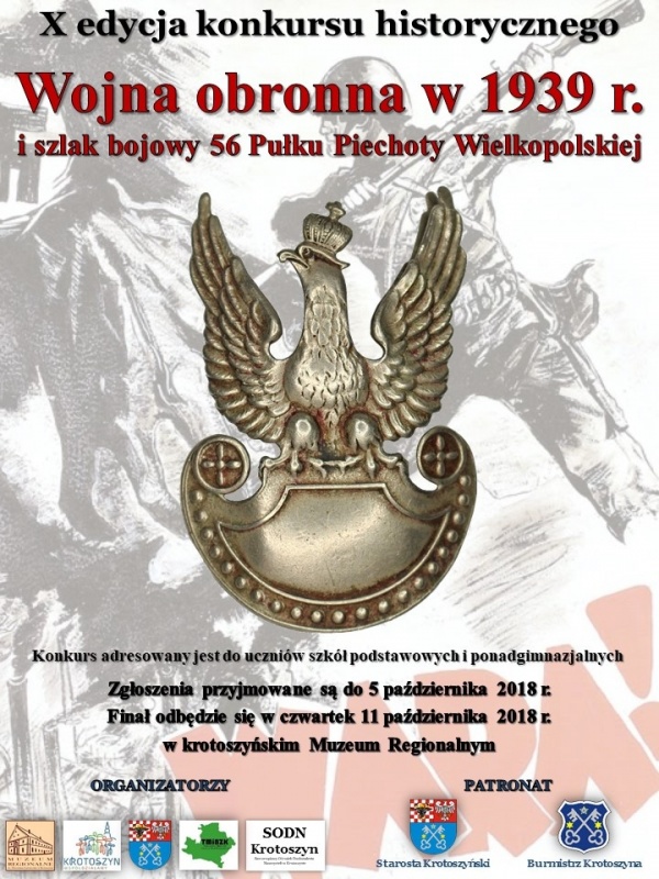 X edycja powiatowego konkursu historycznego: „Wojna obronna Polski w 1939 roku i szlak bojowy 56 Pułku Piechoty Wielkopolskiej” 