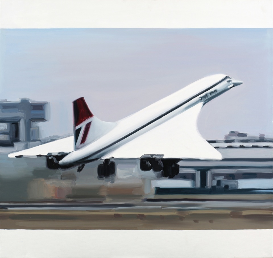 bez tytułu (After - Concorde - British Airways - Takeoff - BBC), 2013, olej, płótno, 90 x 85 cm 